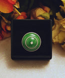 New Green Jade Pagoda Ring with Rhodium Overlay Sterling Silver (Size Q)