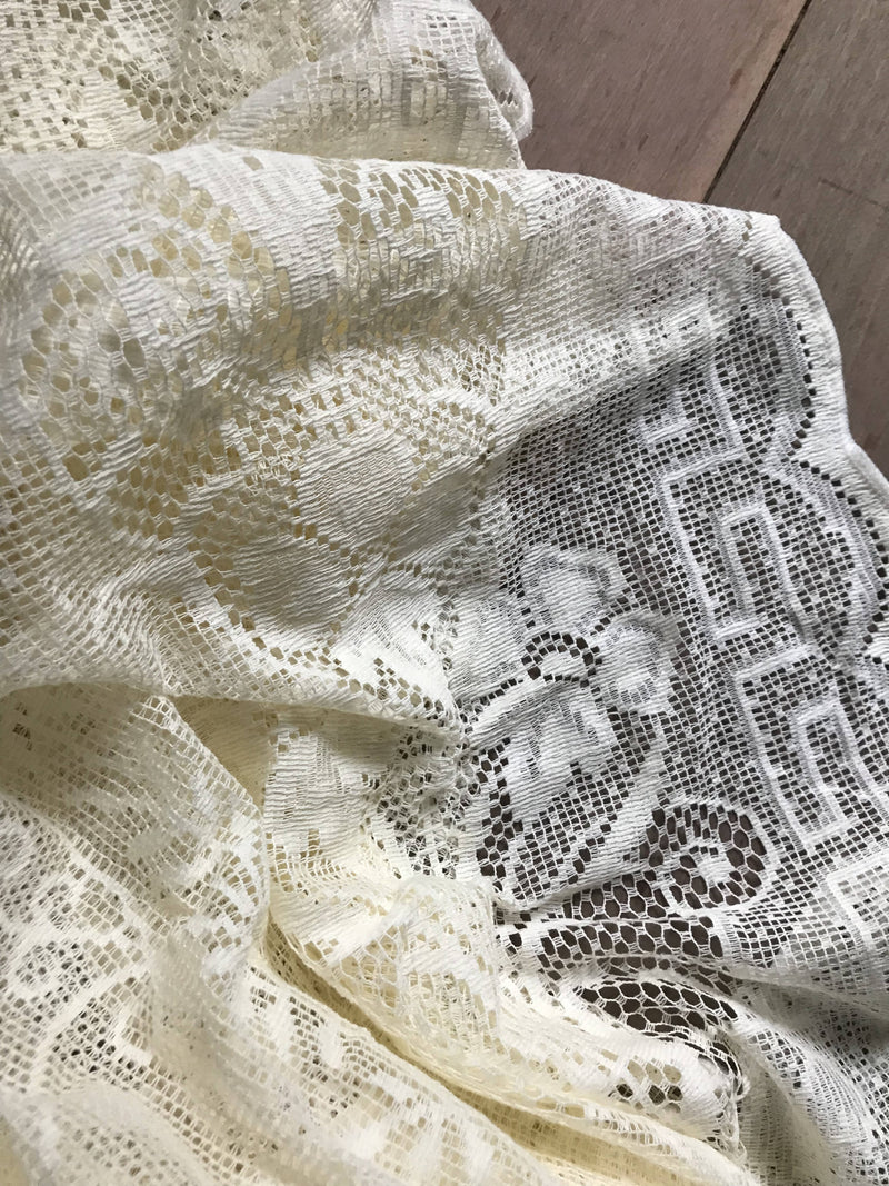 Almandine Art Nouveau design Cream cotton lace curtain 150/300cms