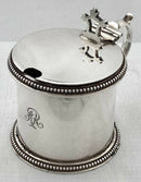 Late Victorian Silver Plated Drum Mustard Pot, Monogram for Alfred de Rothschild.