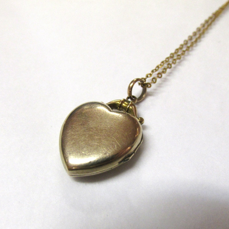 Antique 9ct Yollow Gold Back and Front, Diamond Heart Shaped Locket (SOLD)