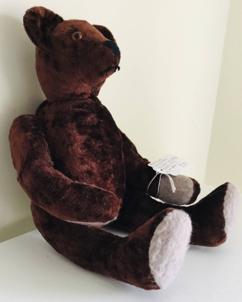 Antique Chocolate Plush Jointed Hump backed Bear 9”