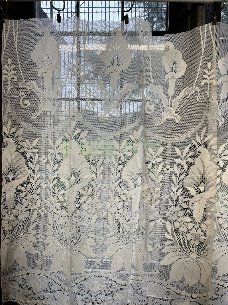 Anthurium Art Deco Floral Design Lace Panel Remnant to finish in Pure White 56"/31"Size: Width:56" 142cm Length:31" 81 cm