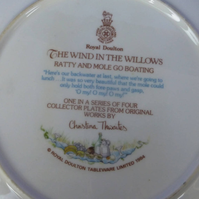 Royal Doulton Wind In The Willows Plate Ratty And Mole Go Boating