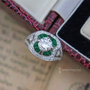 Handmade Platinum Emerald & Diamond Cluster Ring