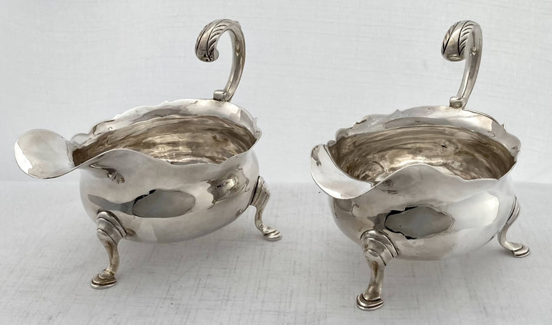 Georgian, George II, Pair of Silver Sauce Boats. London 1745 David Hennell I. 12 troy ounces.