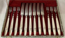 Mid Century Silver Plated Cased Dessert Cutlery Set for Six by Elkington & Co. Retailed by Manoah Rhodes.