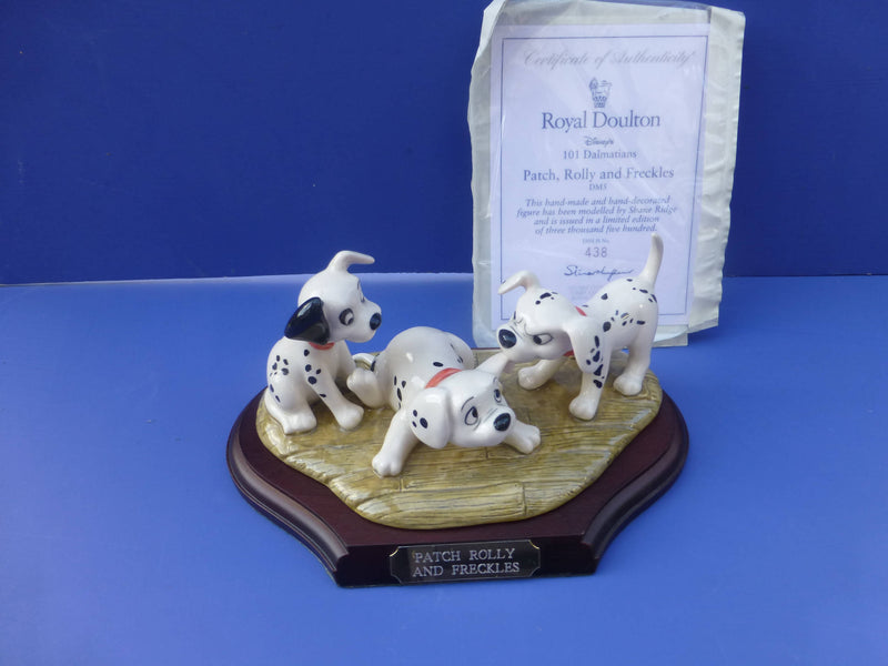 Royal Doulton Limited Edition 101 Dalmations Patch, Rolly and Freckles (Boxed)