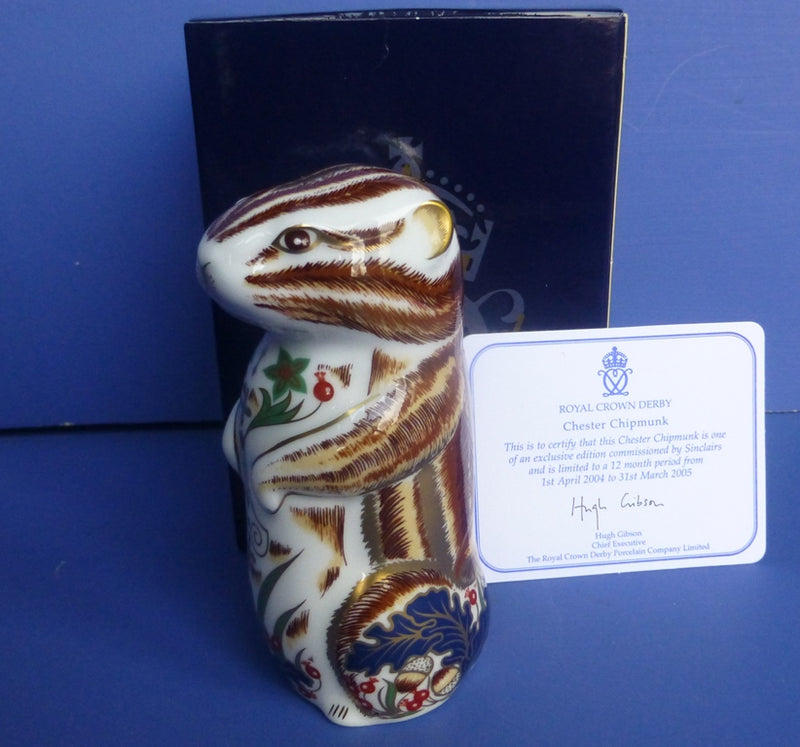 Royal Crown Derby Paperweight - Chester Chipmunk (Boxed)