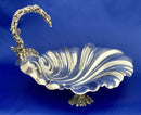 1891 Liberty of London Ornate Silver Plated Shell Dish with Stylised Swan Neck Handle.