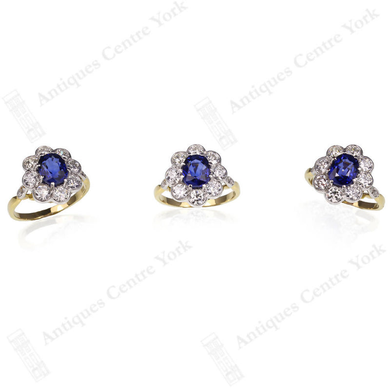 18ct Sapphire & Diamond Oval Cluster Ring