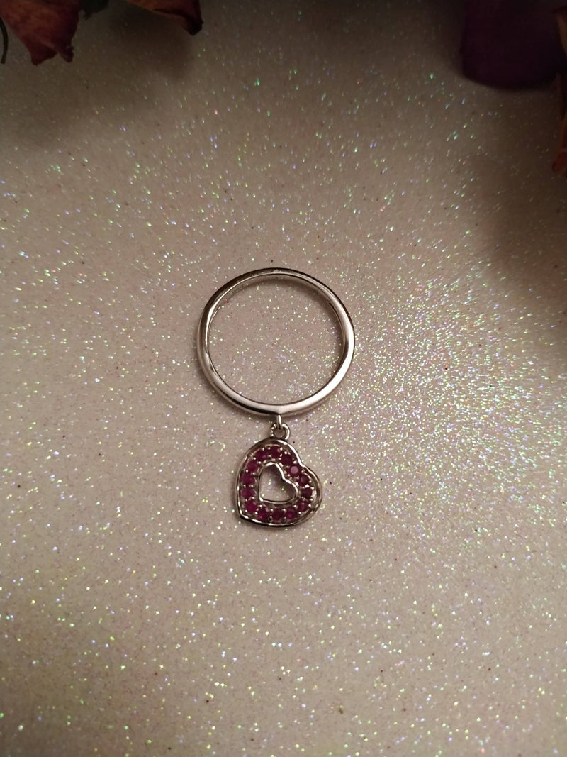 New Ruby Heart Ring Size N