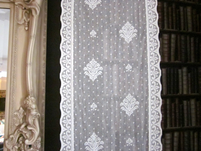 "Edwardian" Antique Style Cream Cotton Lace Curtain Panelling Sold By The Metre - 12 Inches Wide
