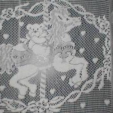 "Teddies Carousel" Ivory Cotton Lace Curtain Panel - 30 x 38 Inches