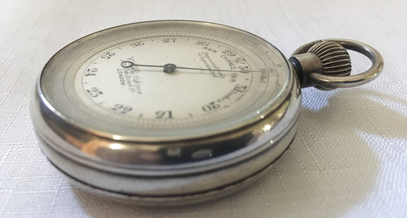 Asprey silver travel pocket barometer. Hallmarked for London 1892 by Barnett & Scott.