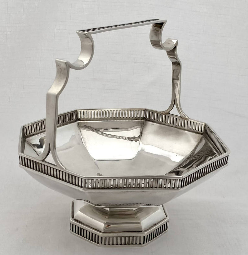 George V Octagonal Silver Basket. Sheffield 1918 Asprey & Co Ltd. 11.6 troy ounces.