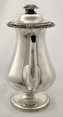 Late Georgian Sheffield plated pedestal coffee pot with foliate decoration. Circa 1825.
