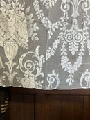 Scottish Madras Panel Remnant Semi Finished with Ornamental Floral Vase design in White 67” / 37”