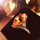 New Padparascha Quartz and White Topaz Cocktail Sterling Silver Ring - N/O