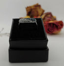 New Blue and White Diamonds (BGT) 925 Sterling Silver with Platinum Overlay Ring (Size O)