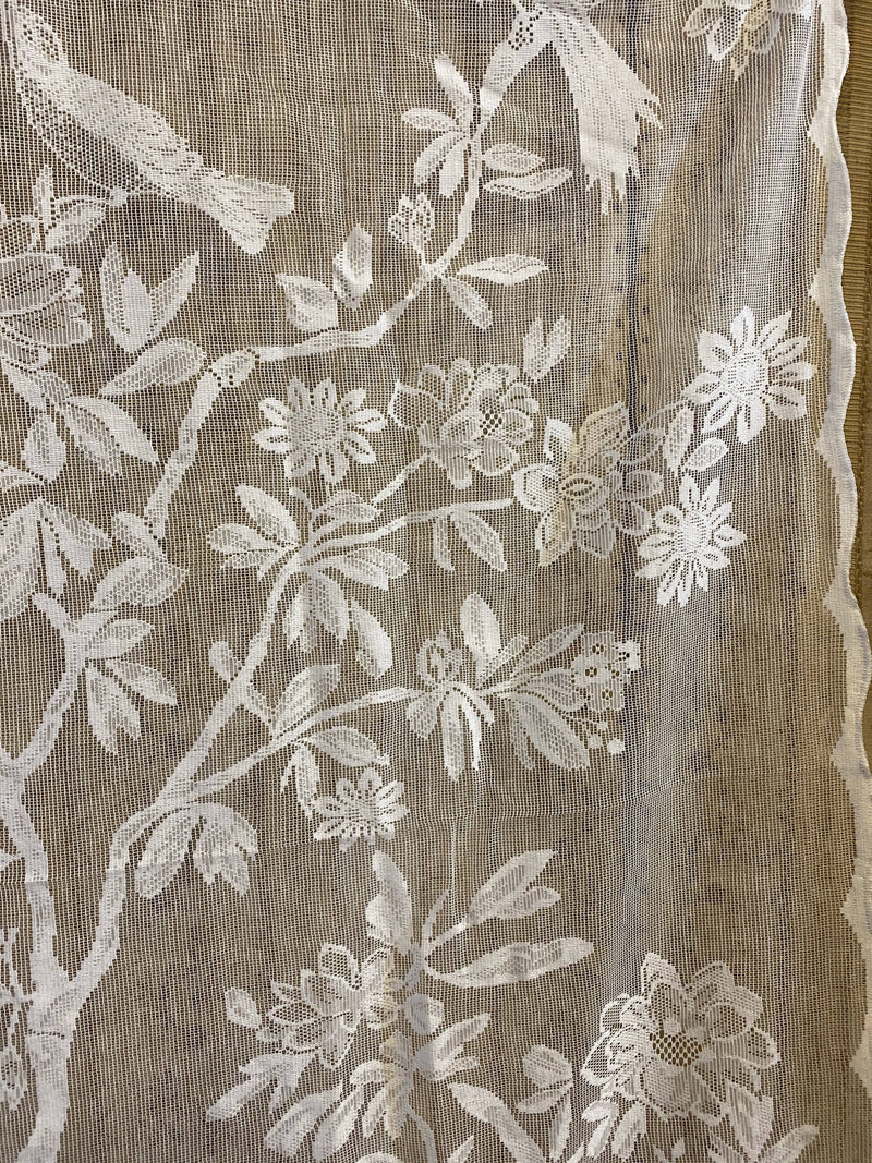 Paradise high end White Cotton antique design lace panel 58”/120” to finish