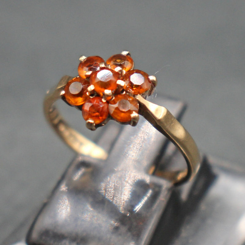 Vintage 9ct gold Citrine flower head ring