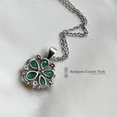 Platinum Emerald & Diamond Flower Cluster Pendant