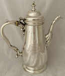 Georgian, George II, Silver Armorial Coffee Pot. London 1752 William Shaw & William Priest. 19.6 troy ounces.