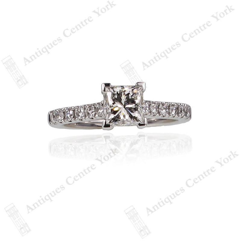 18ct White Gold Certified Princess-Cut Diamond 1.06ct Solitaire Ring