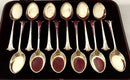 Victorian Cased Set of Twelve Silver Plated & Gilded Ice Cream Spades. Mappin & Webb, circa 1887.