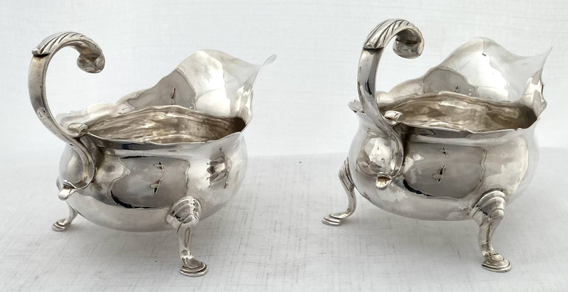 Georgian, George II, Pair of Silver Sauce Boats. London 1745 David Hennell I. 12 troy ounces.