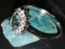 New Esprito Santo Aquamarine & White Cambodian Zircon Halo Sterling Silver ring - S