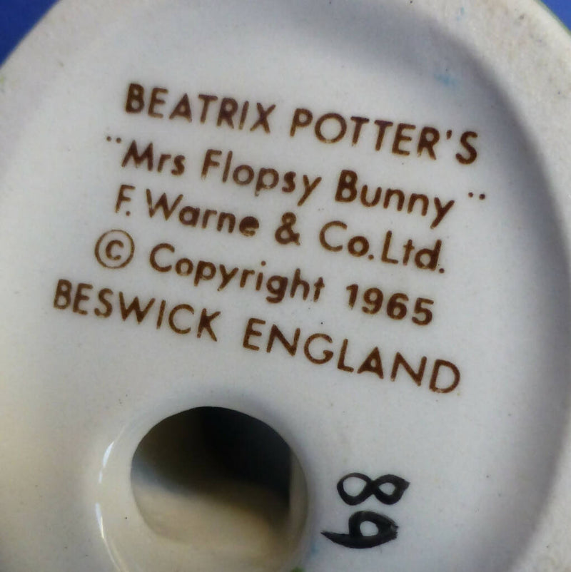 Beswick Beatrix Potter Figurine - Mrs Flopsy Bunny BP3B (Dark Blue Dress)