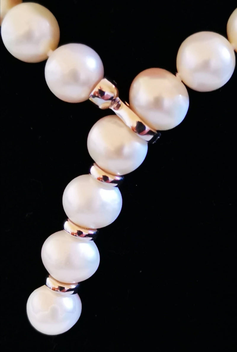 New Freshwater Pearl Silver Lariat Necklace 29"