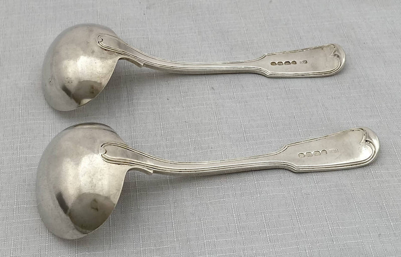 George IV Pair of Double Struck Thread Pattern Silver Sauce Ladles. London 1827 Josiah Piercy I. 4.9 troy ounces.