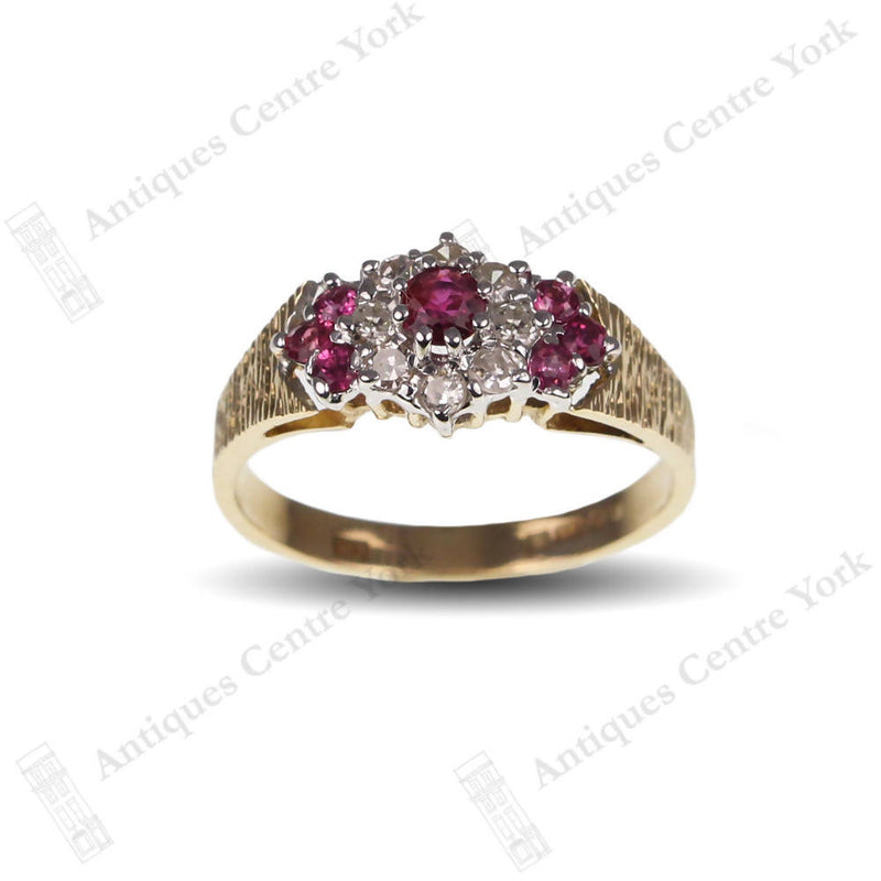1970's 9ct Ruby & Diamond Cluster Ring
