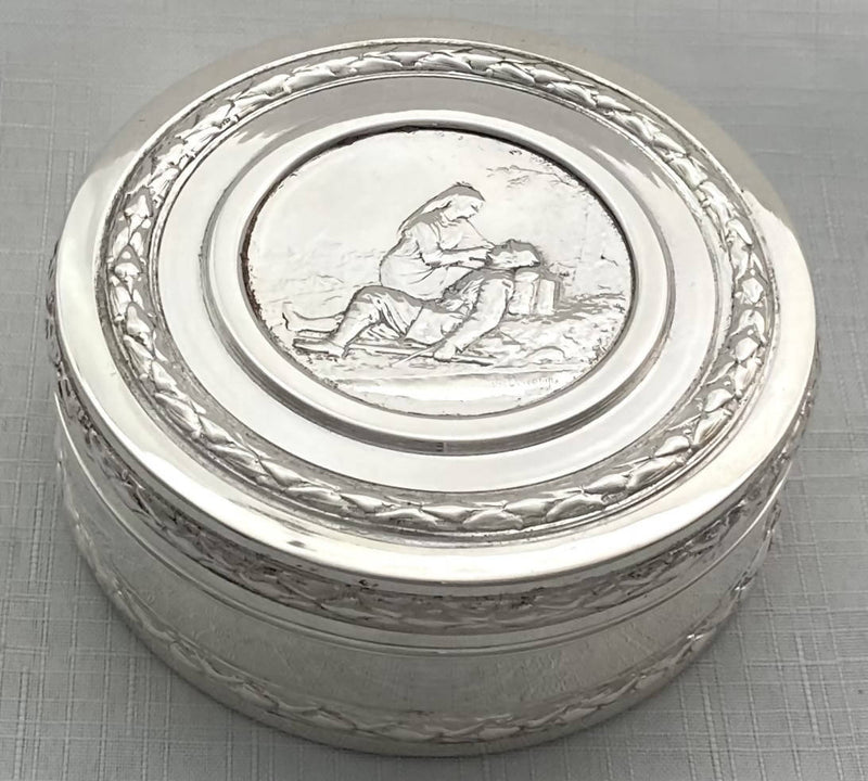 French Silver Plated Box Depicting a Nurse Attending a French Soldier of The Great War.
