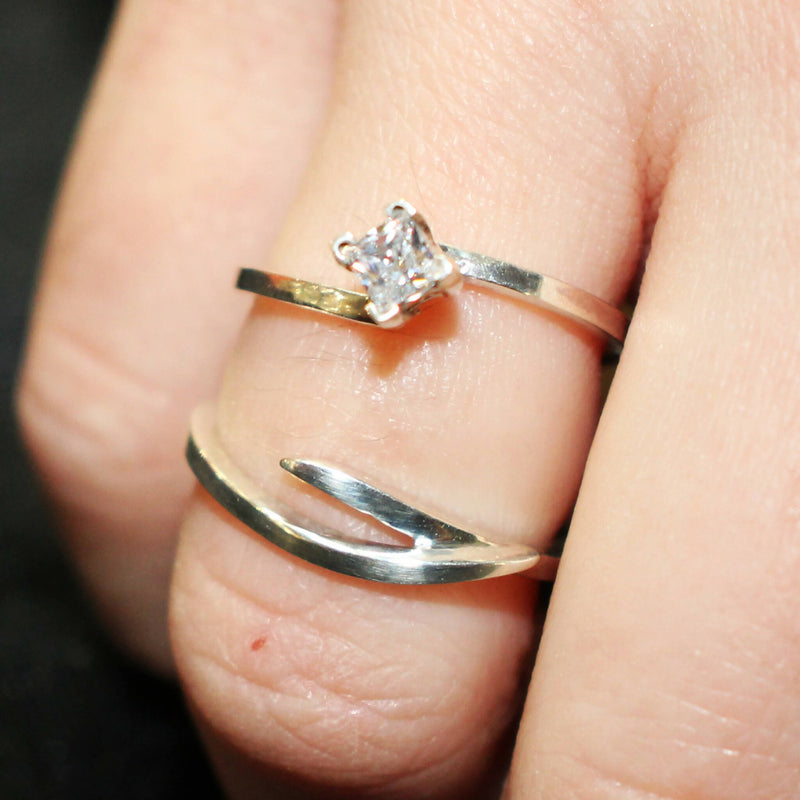 Jake: Silver with solitaire cz bridal set rings