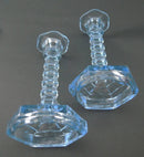Walther & Sohne blue glass candlesticks "Mary"