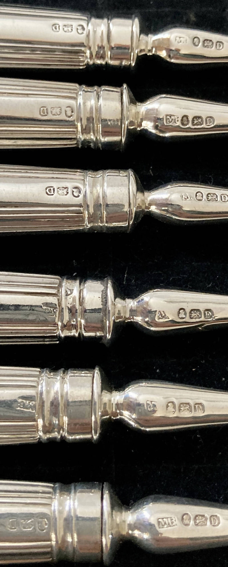 Georgian, George III, Crested Silver Dessert Knives & Forks for Twelve Persons. London 1799 & 1801 Moses Brent.