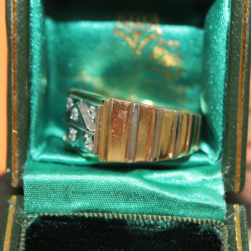 Gents Art Deco Style 18ct Gold & Diamond Ring