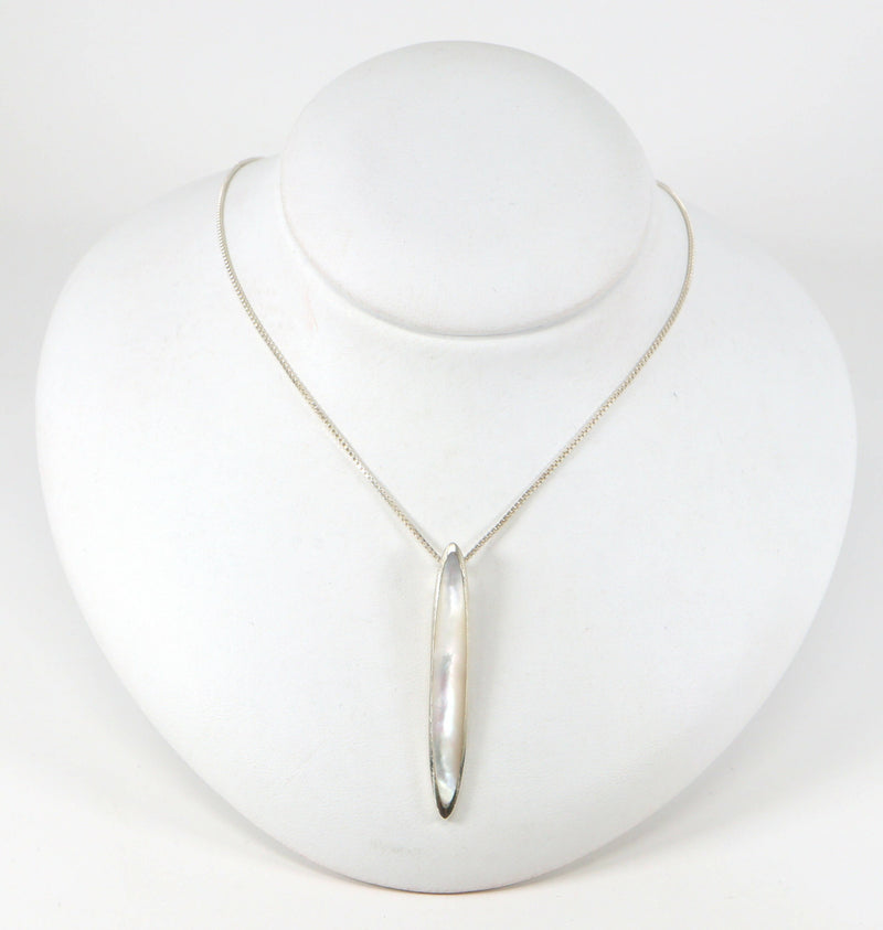 Vintage Silver & Mother of Pearl Pendant & Chain