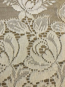 Copy of Cottage Roses Arts and Crafts original lace curtain panel new old stock 100”/35”