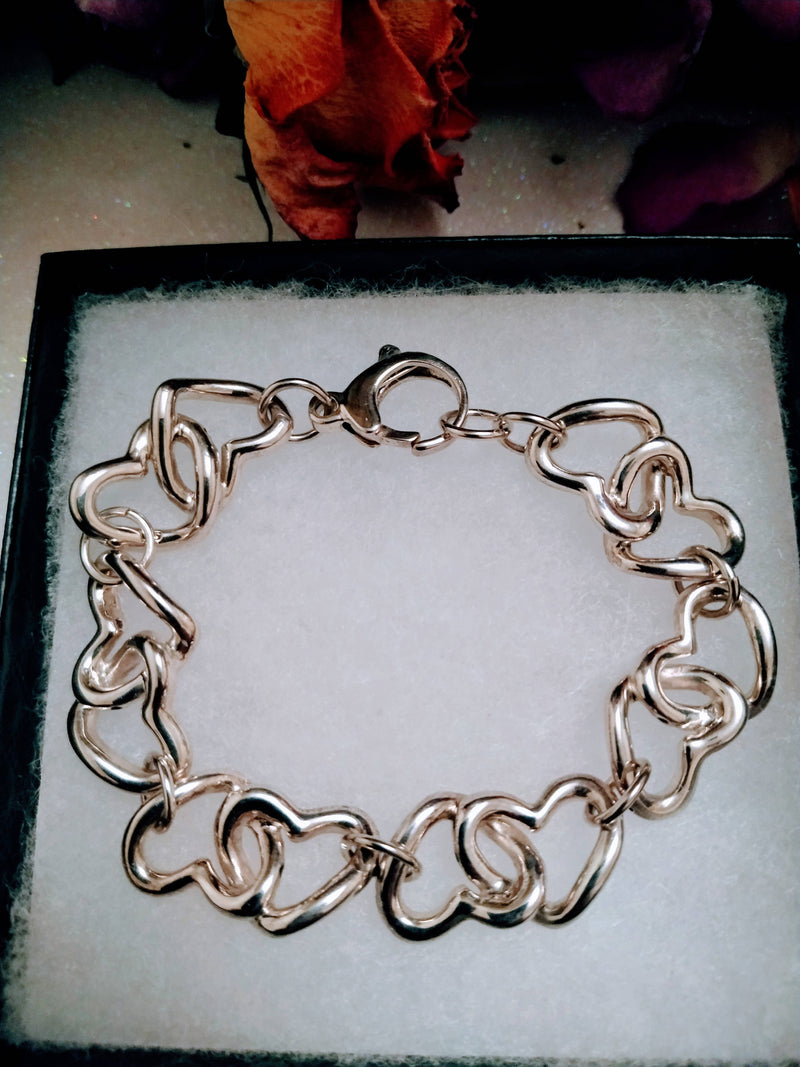 New Sterling Silver Heart Bracelet - 7.5"
