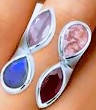 New Sterling Silver Multi gemstone statement ring - Sizes S, T