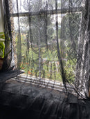 Rowana toile black pure Cotton madras Lace Curtain Panel 66"/120”