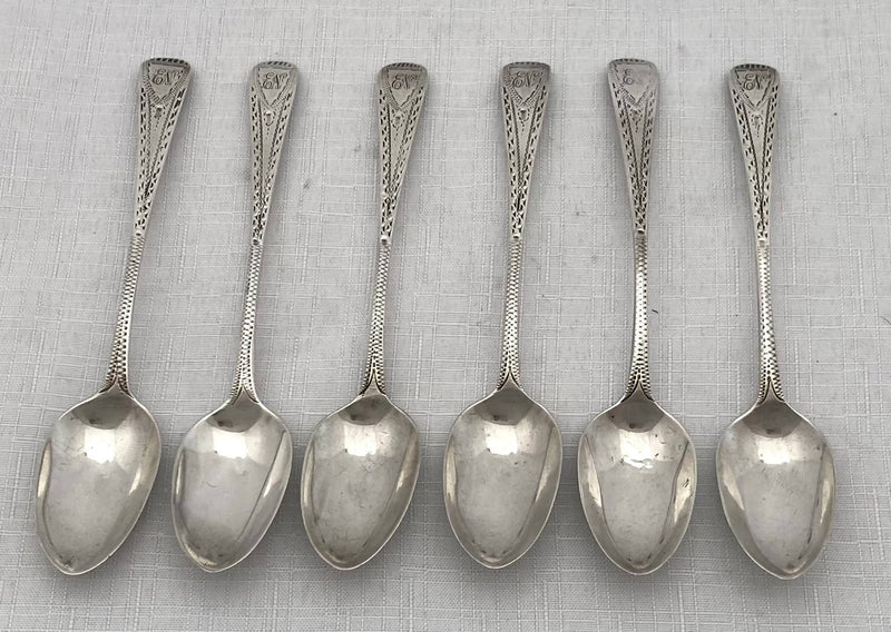 Georgian, George III, Six Silver Teaspoons. Exeter 1812 William Welch II. 2.6 troy ounces.