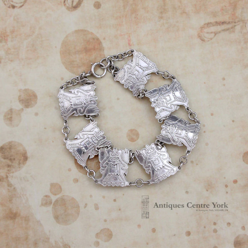 Silver Aztec Design Bracelet