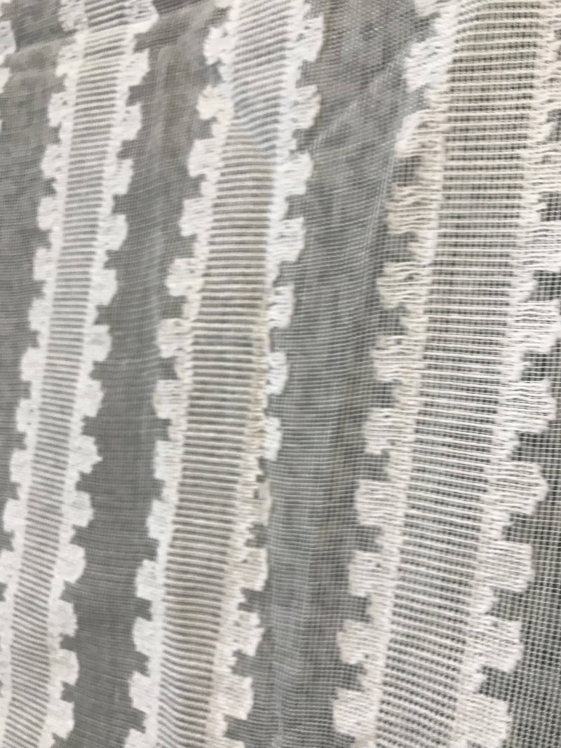 Victorian Stripe ecru cream pure cotton madras lace to finish 46”/40”
