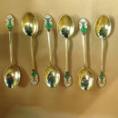 Set of enamelled silver gilt coffee spoons