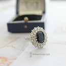 18ct White Gold Australian Sapphire & Diamond Large Cluster Ring